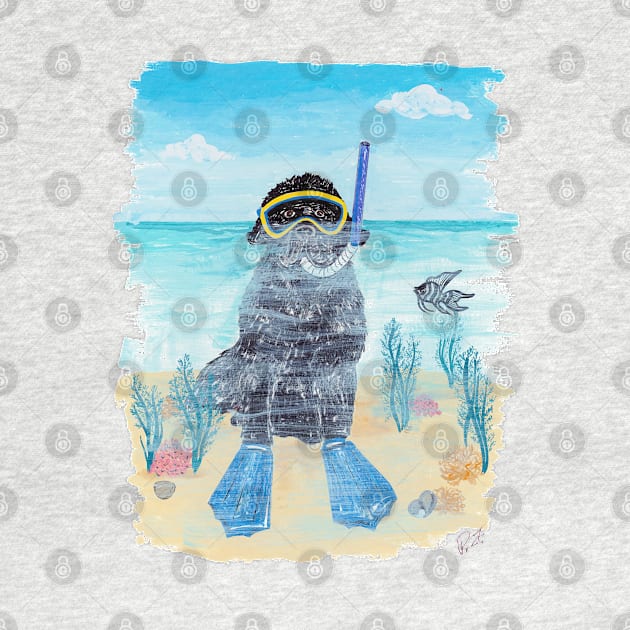 Snorkeling Nautical Newf in the Sea by Prairie Dog Print